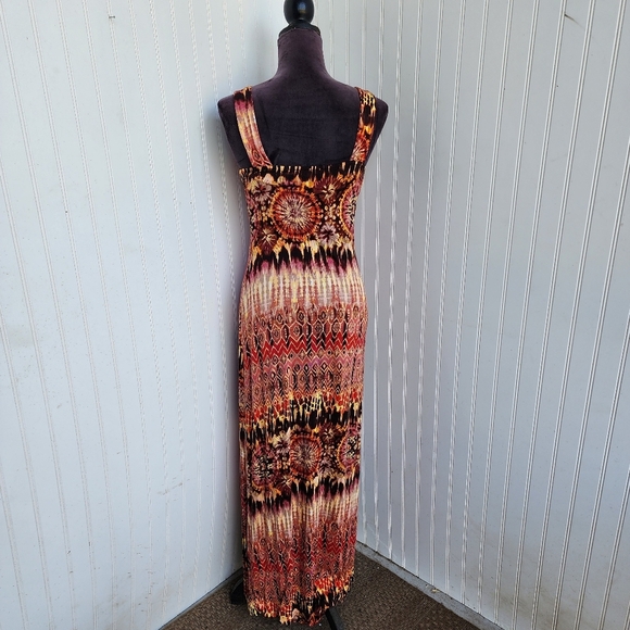 Spense Dress Women Sleeveless Red Brown Floral V-Neck Maxi Sheath Stretch Sz S - Picture 5 of 10